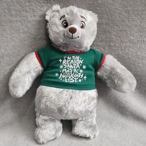 Build-A-Bear Gray Teddy with Green Shirt